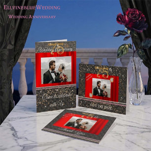 75th Anniversary Save the Date   Diamond & Photo Invitation