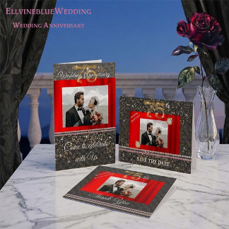 75th Anniversary Save the Date | Diamond & Photo Invitation