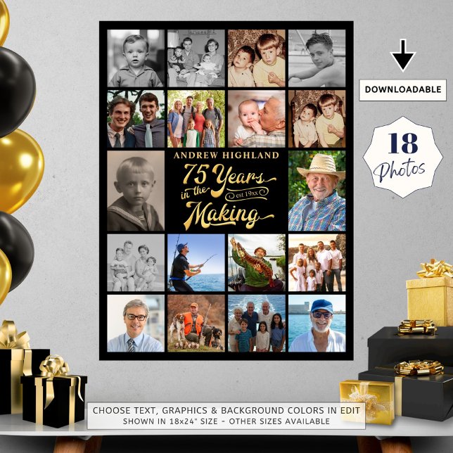 75th Birthday 18 Photos 75 Years in the Making Poster (Creator Uploaded)