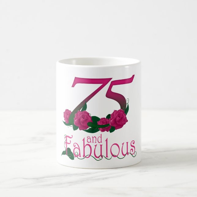 75th birthday 75 pink rose flower mug (Center)