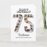 75th Birthday Anniversary Number 75 Photo Collage Card<br><div class="desc">Celebrate 75th birthday or wedding anniversary with this printable photo collage. Choose your favourite photos for display. Customise the name, text and date to fit your occasion. This will be a lovely keepsake with personalised message to look back on with family and friends. If you need any other number as...</div>