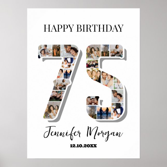 75th Birthday Anniversary Number 75 Photo Collage Poster (Front)