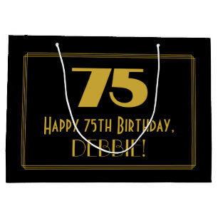 75th Birthday — Art Deco Inspired Look "75" & Na Large Gift Bag