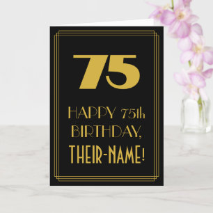 75th Birthday – Art Deco Inspired Look "75" & Name Card