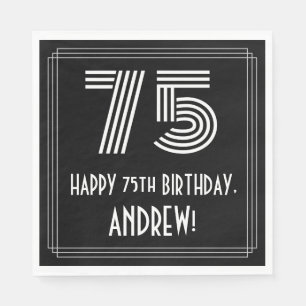 75th Birthday: Art Deco Inspired Look "75" + Name Napkin