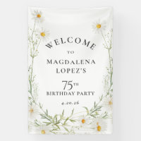75th Birthday Banner April Birth Flower Daisy