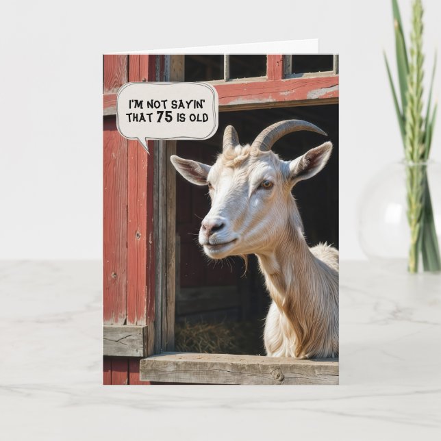 75th Birthday Barn Goat Card (Front)
