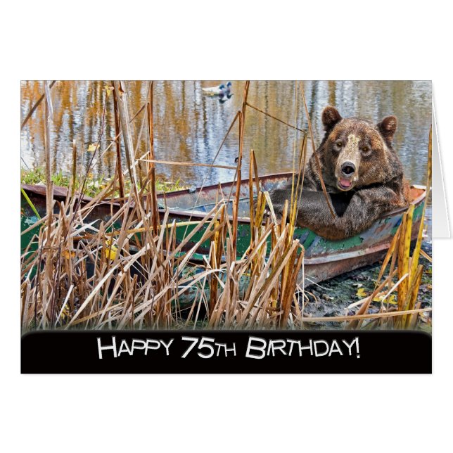 75th Birthday Bear in Boat (Front Horizontal)