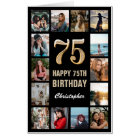 75th Birthday Black Gold Photo Collage Extra Large