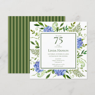 75th Birthday Blue Hydrangeas Invitation