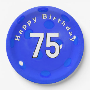 75th Birthday Blue Pickleball Paper Plate