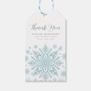 75th Birthday Blue Snowflake Thank You Favour Gift Tags