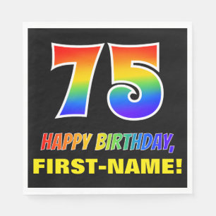 75th Birthday: Bold, Fun, Simple, Rainbow 75 Napkin