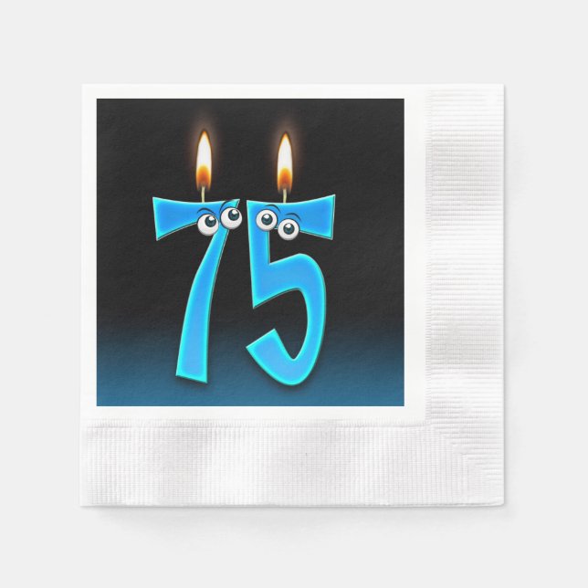 75th birthday candle with eyeballs napkin (Front)