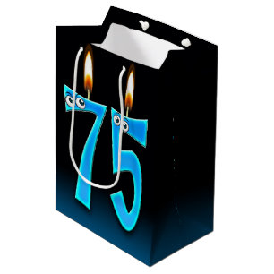 75th Birthday Candles Medium Gift Bag