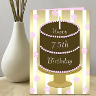 75th Birthday Card Cake in Pink