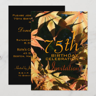 75th Birthday Celebration Autumn Custom Invitation