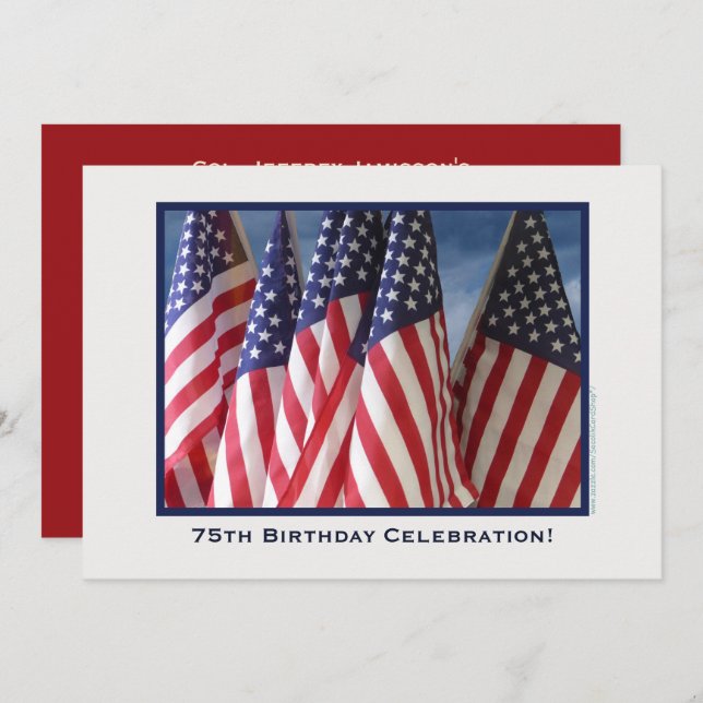 75th Birthday Celebration Invitation, Flags Invitation (Front/Back)