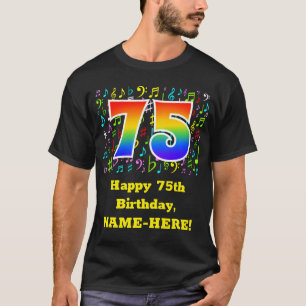 75th Birthday: Colorful Music Symbols, Rainbow 75 T-Shirt