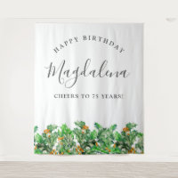 75th Birthday December Birth Flower Backdrop