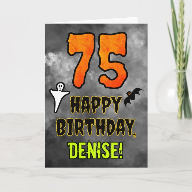75th Birthday: Eerie Halloween Theme + Custom Name Card (Front)