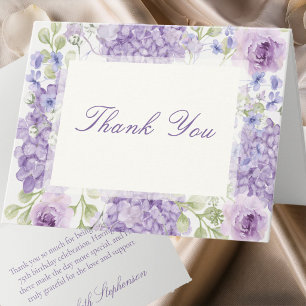 75th Birthday Elegant Purple Floral Thank You Note Card