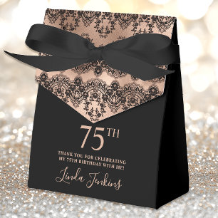 75th Birthday Elegant Rose Gold Lace Favour Box