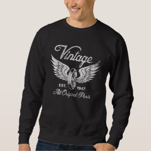 75th Birthday Est 1947  Vintage Motorcycle Wheel & Sweatshirt