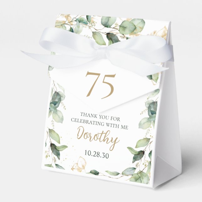 75th Birthday Eucalyptus Thank You Favour Box (Front Side)