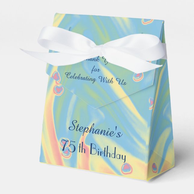 75th Birthday Favour Box, Pastel Hearts Box (Front Side)