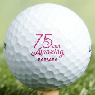 75th Birthday Gift - 75 and Amazing Elegant Pink Golf Balls