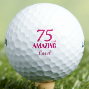 75th Birthday Gift for Coworker Pink Amazing Chic Golf Balls