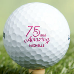 75th Birthday Gift for Sister Pink Stylish Custom Golf Balls