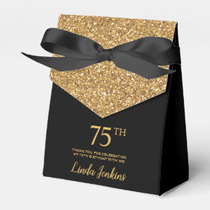 75th Birthday Gold Glitter Thank You Favour Box