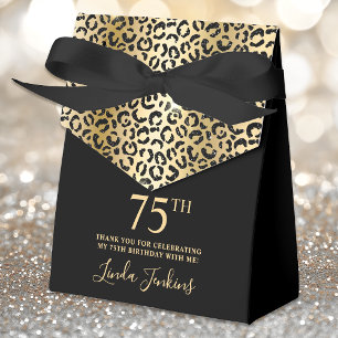 75th Birthday Gold Leopard Print Thank You Favour Box
