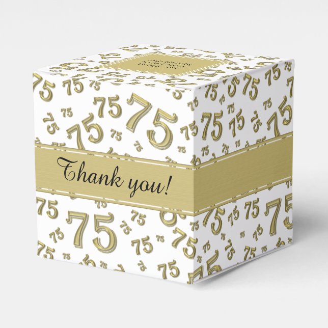 75th Birthday Gold/White collage pattern Favour Box (Front Side)
