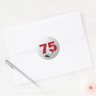 75th Birthday Golf Ball Design Classic Round Sticker