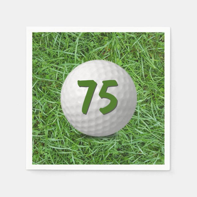 75th Birthday Golf Ball on Grass Napkin (Front)