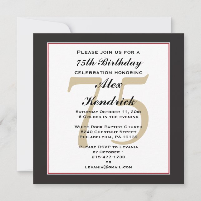 75th Birthday Invitation (Front)