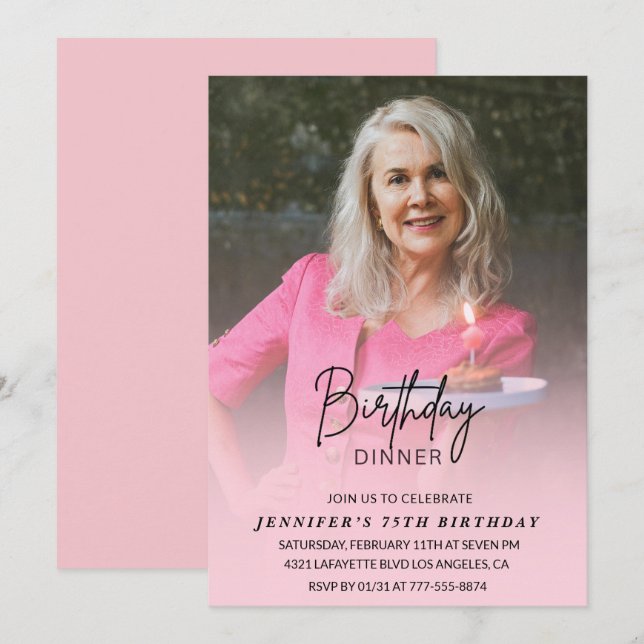 75th birthday invitations Birthday Dinner Photo (Front/Back)
