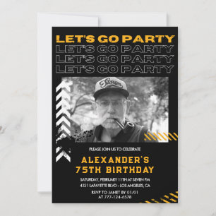 75th birthday invitations Men Photo Spray paint