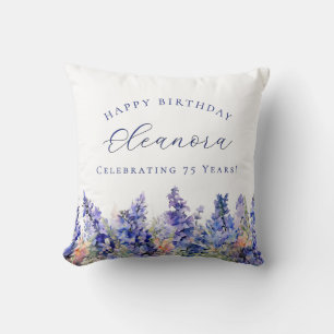75th Birthday July Birth Flower Gift Custom Cushion