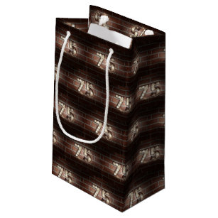 75th birthday-marque lights on brick small gift bag