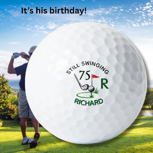 75th Birthday Men's Monogram Name Golf Balls