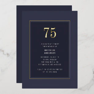 75th Birthday Minimal Elegant Dark Gold Frame
