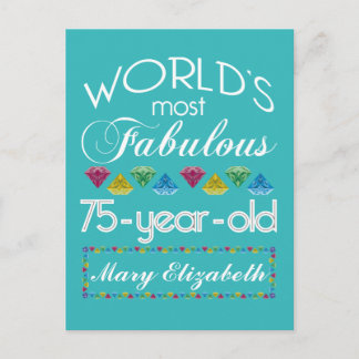 75th Birthday Most Fabulous Colourful Gem Turquois Postcard