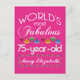 75th Birthday Most Fabulous Colourful Gems Pink Postcard