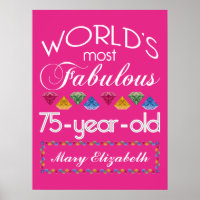 75th Birthday Most Fabulous Colourful Gems Pink