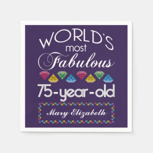 75th Birthday Most Fabulous Colourful Gems Purple Napkin