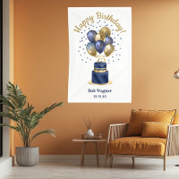 75th Birthday Navy Blue Balloon Cake